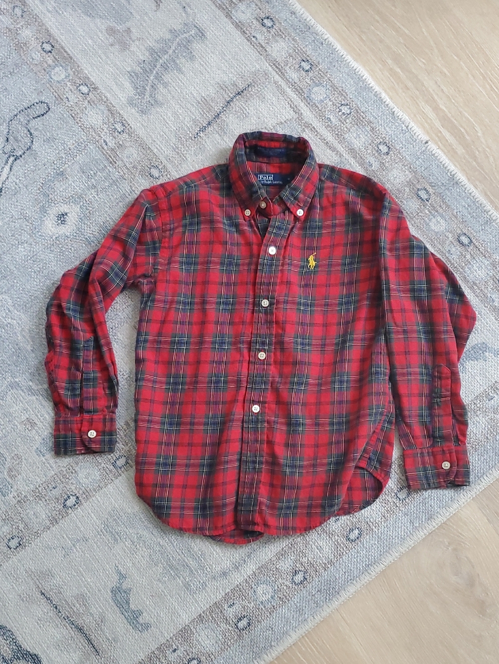 Polo Ralph Lauren 100% Cotton Button-up Shirt Red Green Blue Plaid Sz7
